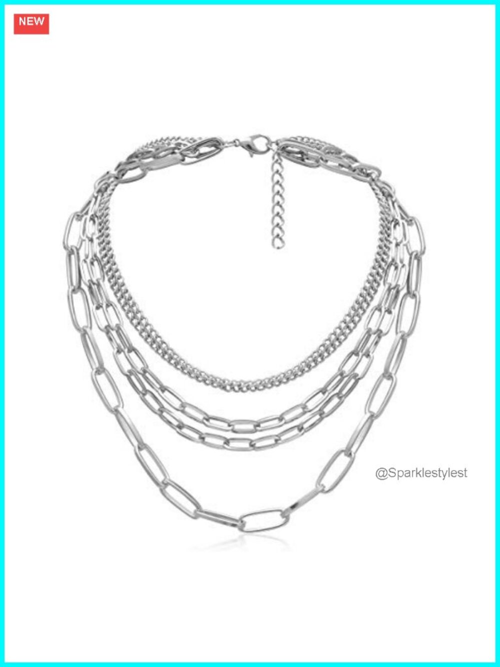 Layered Chain Necklaces 18 Inch Gold Plated Paperclip Silver Tone Choker